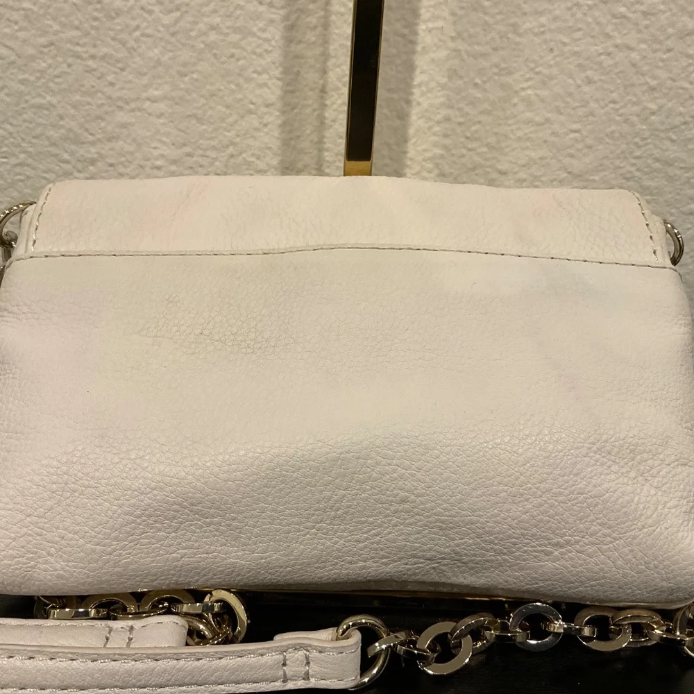 CAVIN KLEIN  Crossbody Bag Off White Leather Gold Chain Strap